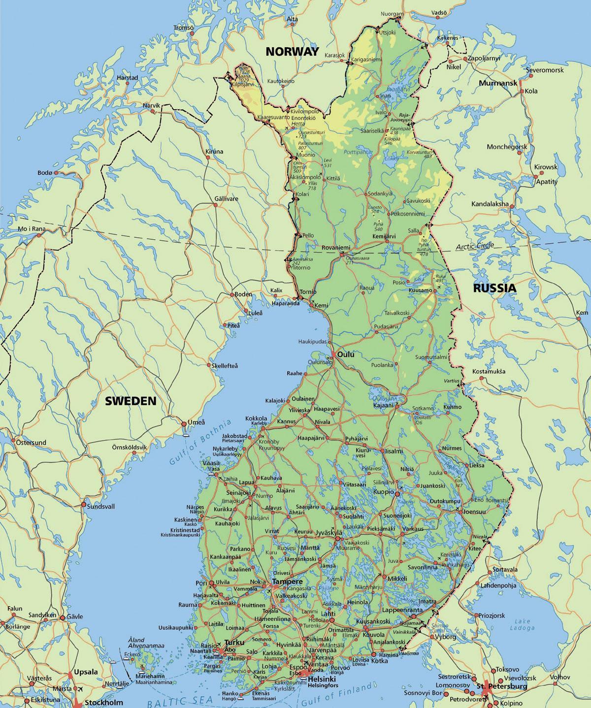 지도 북극의 원 핀란드