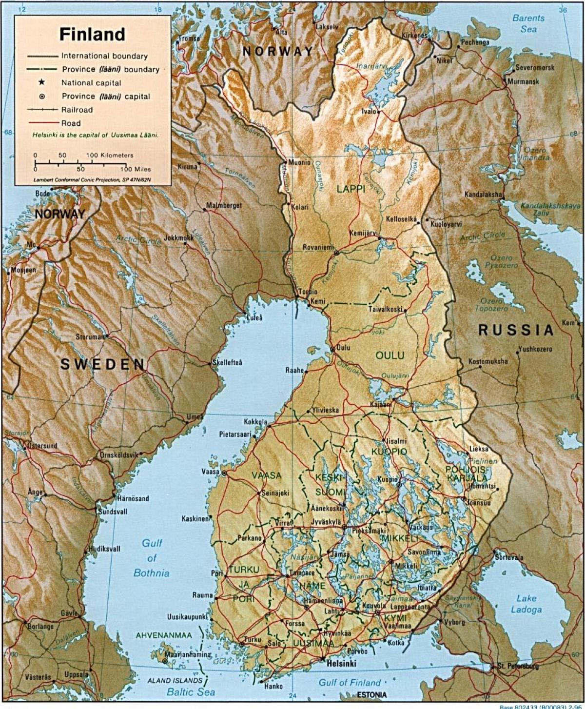 지도 핀란드의 지형
